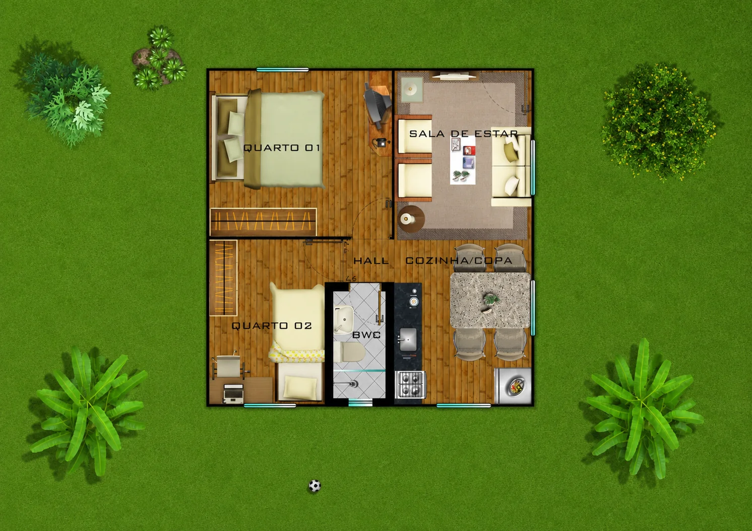 Planta baixa do Kit Casa 6x6m