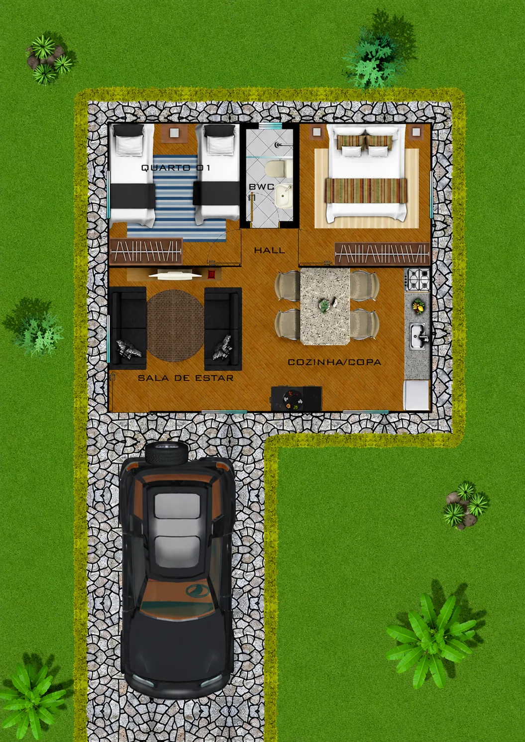 Planta baixa do Kit Casa 6x7m