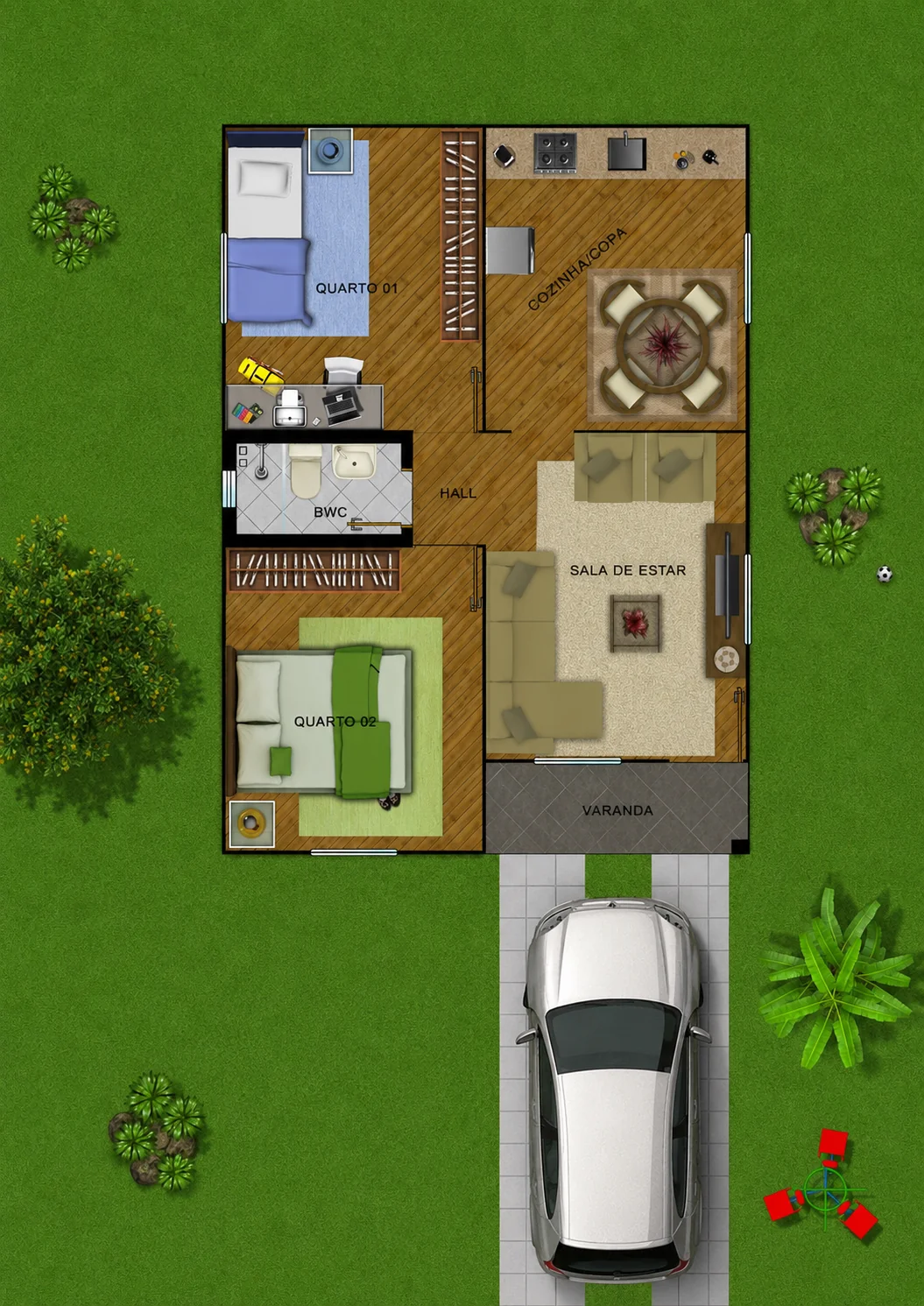 Planta baixa do Kit Casa 6x8m